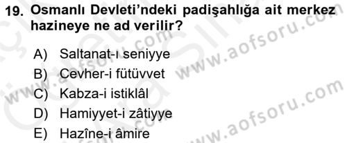 Osmanlı Türkçesi Metinleri 2 Dersi 2018 - 2019 Yılı (Vize) Ara Sınav Soruları 19. Soru