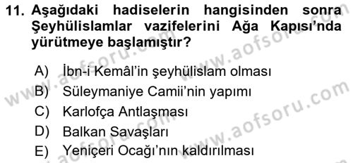 Osmanlı Türkçesi Metinleri 2 Dersi 2018 - 2019 Yılı (Final) Dönem Sonu Sınav Soruları 11. Soru