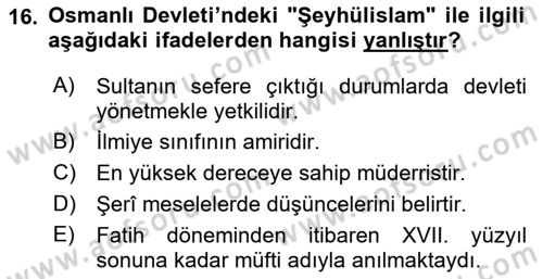Osmanlı Türkçesi Metinleri 2 Dersi 2018 - 2019 Yılı (Final) Dönem Sonu Sınav Soruları 16. Soru