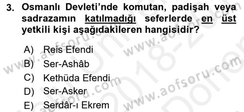 Osmanlı Türkçesi Metinleri 2 Dersi 2018 - 2019 Yılı (Final) Dönem Sonu Sınavı 3. Soru