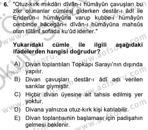 Osmanlı Türkçesi Metinleri 2 Dersi 2018 - 2019 Yılı Yaz Okulu Sınav Soruları 6. Soru