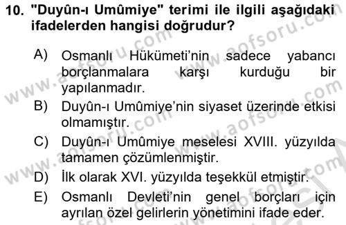Osmanlı Türkçesi Metinleri 2 Dersi 2020 - 2021 Yılı Yaz Okulu Sınav Soruları 10. Soru