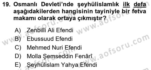 Osmanlı Türkçesi Metinleri 2 Dersi 2020 - 2021 Yılı Yaz Okulu Sınav Soruları 19. Soru