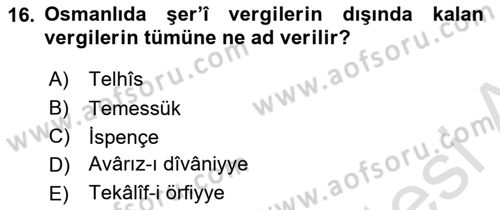 Osmanlı Türkçesi Metinleri 2 Dersi 2021 - 2022 Yılı (Vize) Ara Sınavı 16. Soru