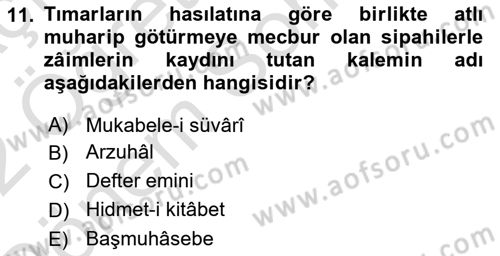 Osmanlı Türkçesi Metinleri 2 Dersi 2021 - 2022 Yılı (Final) Dönem Sonu Sınav Soruları 11. Soru