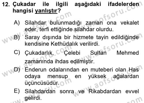 Osmanlı Türkçesi Metinleri 2 Dersi 2021 - 2022 Yılı (Final) Dönem Sonu Sınav Soruları 12. Soru