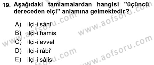 Osmanlı Türkçesi Metinleri 2 Dersi 2021 - 2022 Yılı (Final) Dönem Sonu Sınav Soruları 19. Soru