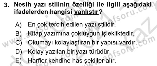 Osmanlı Türkçesi Metinleri 2 Dersi 2021 - 2022 Yılı Yaz Okulu Sınav Soruları 3. Soru