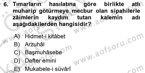 Osmanlı Türkçesi Metinleri 2 Dersi 2021 - 2022 Yılı Yaz Okulu Sınav Soruları 6. Soru