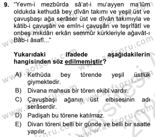 Osmanlı Türkçesi Metinleri 2 Dersi 2021 - 2022 Yılı Yaz Okulu Sınav Soruları 9. Soru