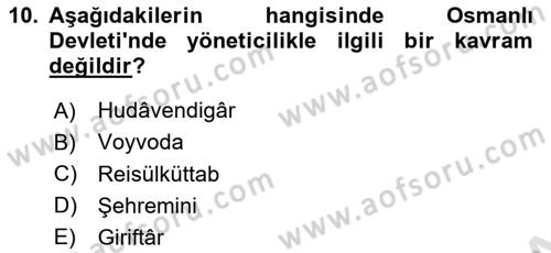 Osmanlı Türkçesi Metinleri 2 Dersi 2022 - 2023 Yılı Yaz Okulu Sınav Soruları 10. Soru