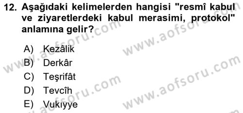 Osmanlı Türkçesi Metinleri 2 Dersi 2022 - 2023 Yılı Yaz Okulu Sınav Soruları 12. Soru