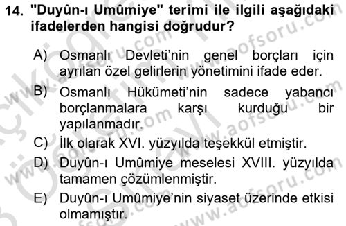 Osmanlı Türkçesi Metinleri 2 Dersi 2022 - 2023 Yılı Yaz Okulu Sınav Soruları 14. Soru