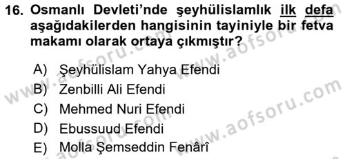 Osmanlı Türkçesi Metinleri 2 Dersi 2022 - 2023 Yılı Yaz Okulu Sınav Soruları 16. Soru