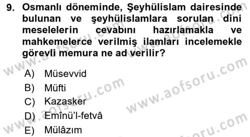 Osmanlı Türkçesi Metinleri 2 Dersi 2022 - 2023 Yılı Yaz Okulu Sınav Soruları 9. Soru