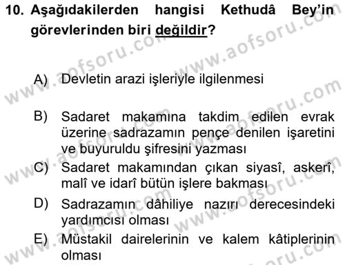 Osmanlı Türkçesi Metinleri 2 Dersi 2023 - 2024 Yılı (Vize) Ara Sınav Soruları 10. Soru