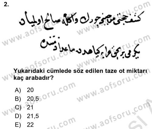 Osmanlı Türkçesi Metinleri 2 Dersi 2023 - 2024 Yılı (Vize) Ara Sınav Soruları 2. Soru