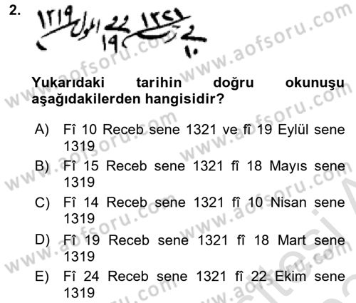 Osmanlı Türkçesi Metinleri 2 Dersi 2023 - 2024 Yılı (Final) Dönem Sonu Sınav Soruları 2. Soru