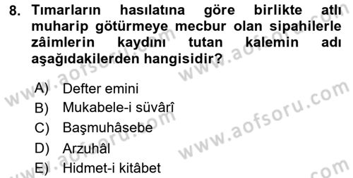 Osmanlı Türkçesi Metinleri 2 Dersi 2023 - 2024 Yılı (Final) Dönem Sonu Sınav Soruları 8. Soru
