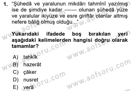 Osmanlı Türkçesi Metinleri 2 Dersi 2023 - 2024 Yılı Yaz Okulu Sınav Soruları 1. Soru