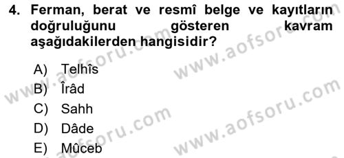 Osmanlı Türkçesi Metinleri 2 Dersi 2023 - 2024 Yılı Yaz Okulu Sınav Soruları 4. Soru