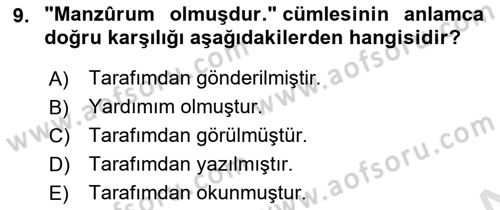 Osmanlı Türkçesi Metinleri 2 Dersi 2023 - 2024 Yılı Yaz Okulu Sınav Soruları 9. Soru