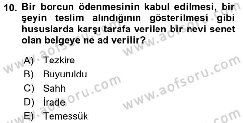 Osmanlı Türkçesi Metinleri 2 Dersi 2024 - 2025 Yılı (Vize) Ara Sınav Soruları 10. Soru