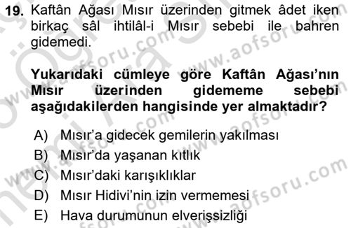 Osmanlı Türkçesi Metinleri 2 Dersi 2024 - 2025 Yılı (Vize) Ara Sınav Soruları 19. Soru