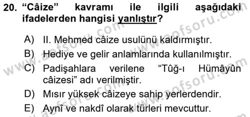 Osmanlı Türkçesi Metinleri 2 Dersi 2024 - 2025 Yılı (Vize) Ara Sınav Soruları 20. Soru