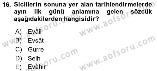 Osmanlı Türkçesi Metinleri 2 Dersi 2024 - 2025 Yılı (Final) Dönem Sonu Sınav Soruları 16. Soru
