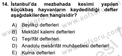 Osmanlı Türkçesi Metinleri 2 Dersi 2024 - 2025 Yılı Yaz Okulu Sınav Soruları 14. Soru
