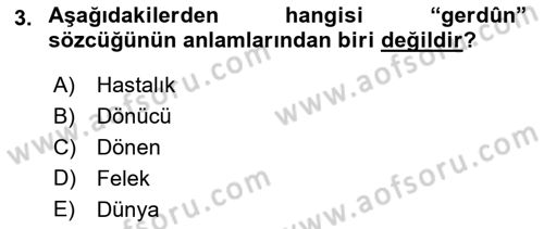 Osmanlı Türkçesi Metinleri 2 Dersi 2024 - 2025 Yılı Yaz Okulu Sınav Soruları 3. Soru