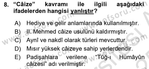 Osmanlı Türkçesi Metinleri 2 Dersi 2024 - 2025 Yılı Yaz Okulu Sınav Soruları 8. Soru