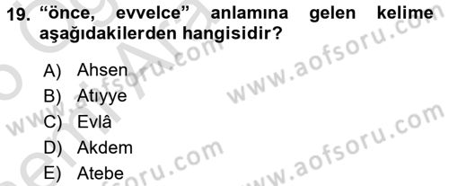 Osmanlı Türkçesi Metinleri 2 Dersi 2025 - 2026 Yılı (Vize) Ara Sınav Soruları 19. Soru