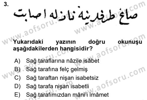 Osmanlı Türkçesi Metinleri 2 Dersi 2025 - 2026 Yılı (Vize) Ara Sınav Soruları 3. Soru