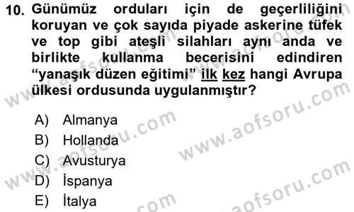 Osmanlı Devlenti’nde Yenileşme Hareketleri (1703-1876) Dersi 2017 - 2018 Yılı (Vize) Ara Sınav Soruları 10. Soru