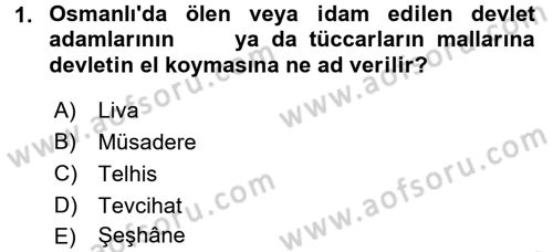 Osmanlı Devlenti’nde Yenileşme Hareketleri (1703-1876) Dersi 2017 - 2018 Yılı (Final) Dönem Sonu Sınav Soruları 1. Soru