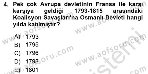 Osmanlı Devlenti’nde Yenileşme Hareketleri (1703-1876) Dersi 2020 - 2021 Yılı Yaz Okulu Sınav Soruları 4. Soru