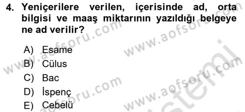 Osmanlı Devlenti’nde Yenileşme Hareketleri (1703-1876) Dersi 2021 - 2022 Yılı (Vize) Ara Sınav Soruları 4. Soru