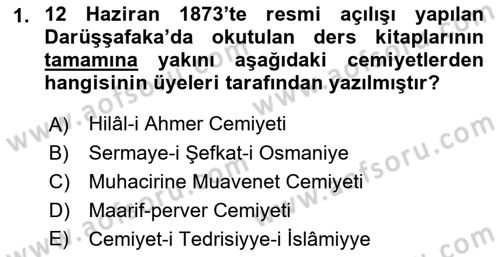 Osmanlı Devlenti’nde Yenileşme Hareketleri (1703-1876) Dersi 2021 - 2022 Yılı (Final) Dönem Sonu Sınav Soruları 1. Soru