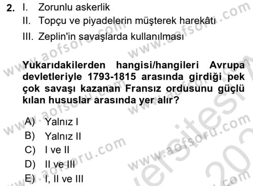 Osmanlı Devlenti’nde Yenileşme Hareketleri (1703-1876) Dersi 2021 - 2022 Yılı (Final) Dönem Sonu Sınav Soruları 2. Soru