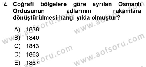 Osmanlı Devlenti’nde Yenileşme Hareketleri (1703-1876) Dersi 2022 - 2023 Yılı Yaz Okulu Sınav Soruları 4. Soru