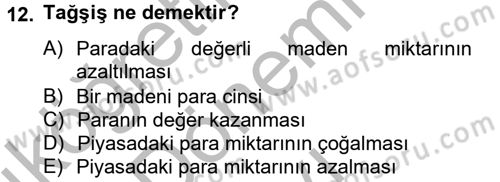 Osmanlı Yenileşme Hareketleri (1703-1876) Dersi 2013 - 2014 Yılı (Final) Dönem Sonu Sınavı 12. Soru