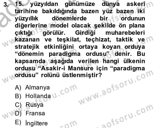 Osmanlı Yenileşme Hareketleri (1703-1876) Dersi 2014 - 2015 Yılı (Final) Dönem Sonu Sınavı 3. Soru