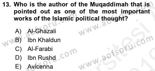 Political Thought Dersi Ara Sınavı Deneme Sınav Soruları 13. Soru