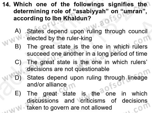 Political Thought Dersi Ara Sınavı Deneme Sınav Soruları 14. Soru