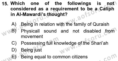 Political Thought Dersi Ara Sınavı Deneme Sınav Soruları 15. Soru