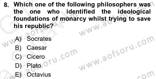 Political Thought Dersi Ara Sınavı Deneme Sınav Soruları 8. Soru