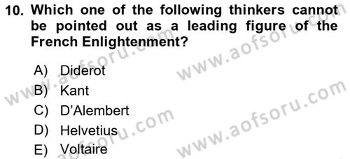 Political Thought Dersi 2018 - 2019 Yılı (Final) Dönem Sonu Sınav Soruları 10. Soru