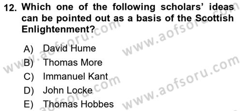 Political Thought Dersi 2018 - 2019 Yılı (Final) Dönem Sonu Sınav Soruları 12. Soru